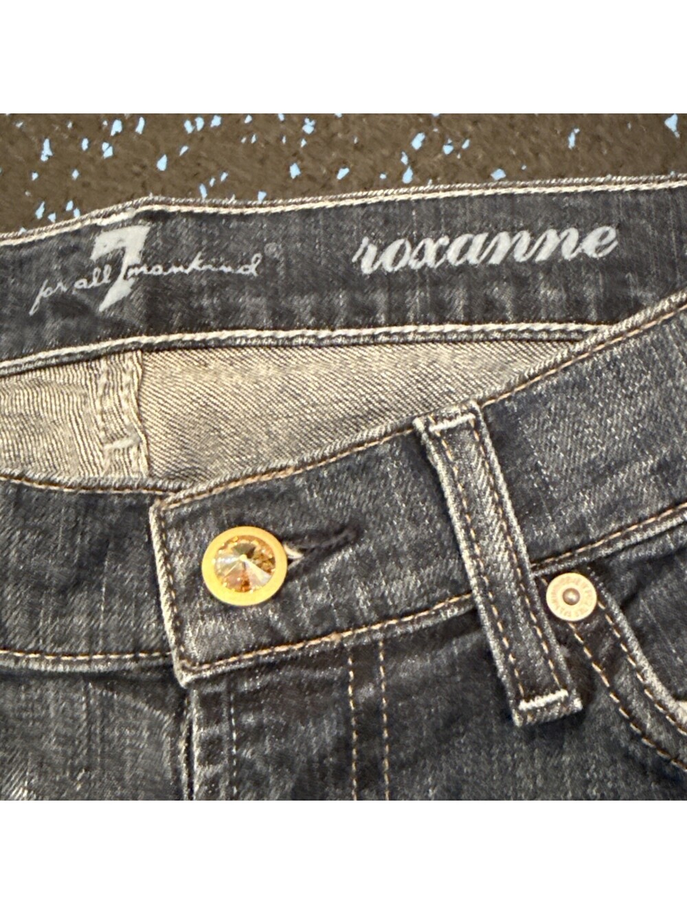 7 For All Mankind Womens Jeans Size 26 Roxanne Skinny Blue Denim Seven Sparkly